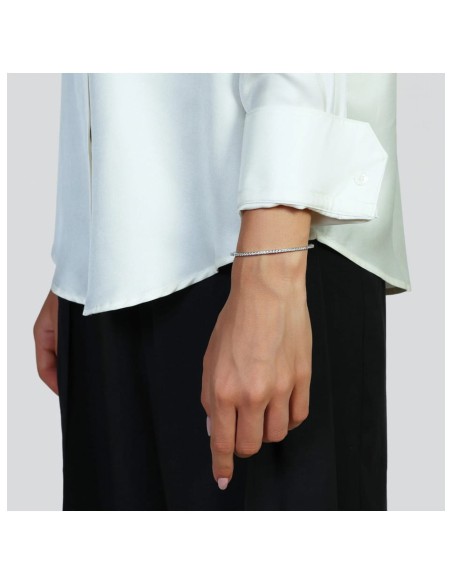 925 Sterling Silver Bangle Tennis Bracelet with White Cubic Zirconia