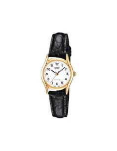  Casio Damenuhr Analog mit echtem schwarzem Lederarmband...