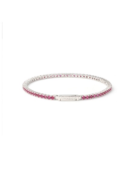 925 Sterling Silver Tennis Bracelet with Fuchsia Stones Unoaerre