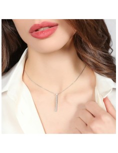 Collana Luxury in Argento 925 Rodiato con Barretta e Pavè... 2