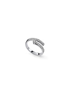 Sterling Silver Luxury Contrarié Ring with White Cubic...