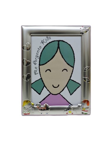 Cornice Portafoto Bambino Rosa Bimbi che Giocano cm 13x18 in Argento 