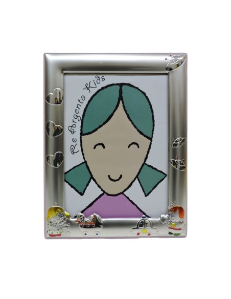 Cornice Portafoto Bambino Rosa Bimbi che Giocano cm 13x18 in Argento 
