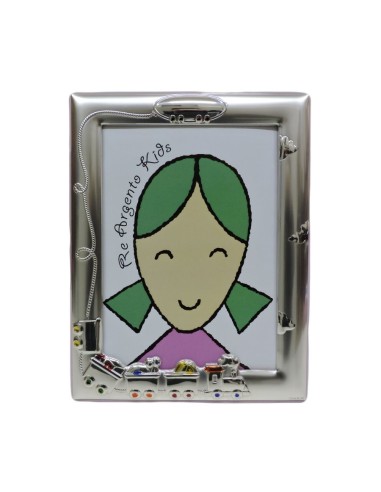 Cornice Portafoto Bimbi Rosa Trenino cm 13x18 in Argento 