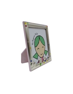 Cornice Portafoto Bimbi Rosa Orsetti e Fiori cm 9x13 in... 2