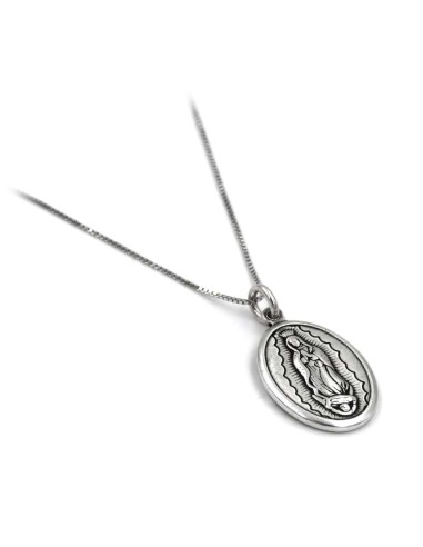 Collana con medaglia Vergine di Guadalupe in argento 925