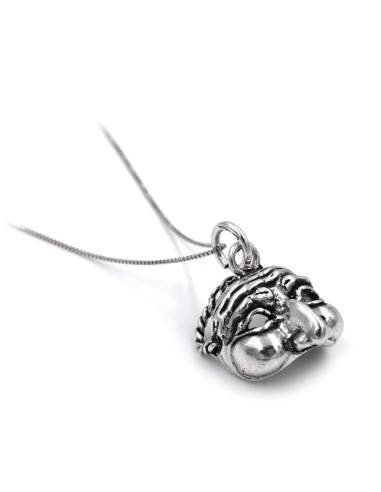 Solid Silver Necklace with Mask Pendant 