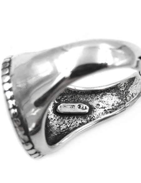 925 Sterling Silver Oval Chevalier Ring with Coffee Pot