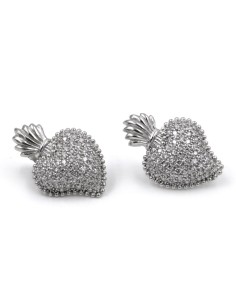 Holy Heart Earrings made of 925 Sterling Silver and White...