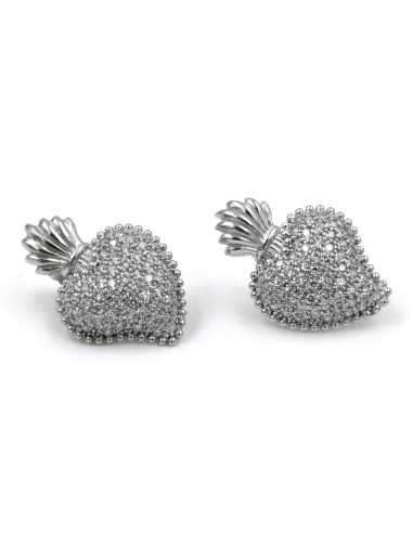 Orecchini Fiore in Argento 925 Con Zirconi...