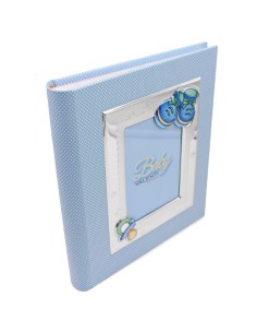 Blue Photo Album for Baby Boys with Pacifier and Shoes