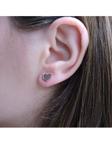 Pink Gold Plated 925 Sterling Silver Heart Stud...