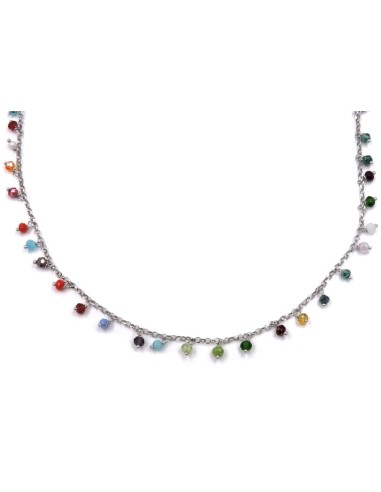 925 Sterling Silver Necklace with Colored Zircons