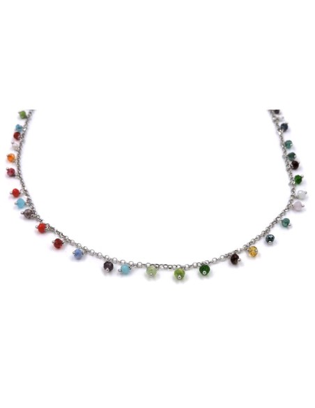 Collana in Argento 925 con Pietre Colorate