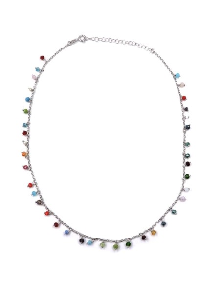 Bracciale Catena Donna in Argento 925 Rodiato con Ciondolo Doppio Cuore
