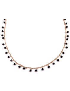 Collana in Argento 925 Rosè con Pietre Nere