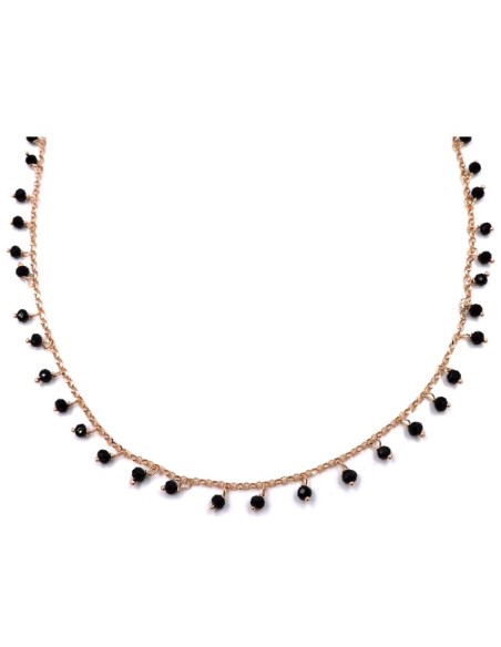Collana in Argento 925 Rosè con Pietre Nere