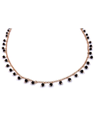 Collana in Argento 925 Rosè con Pietre Nere