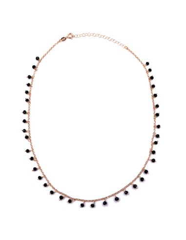 Collana in Argento 925 Rosè con Pietre Nere