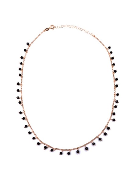 Collana in Argento 925 Rosè con Pietre Nere