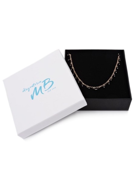 Collana in Argento 925 Rosè con Pietre Nere