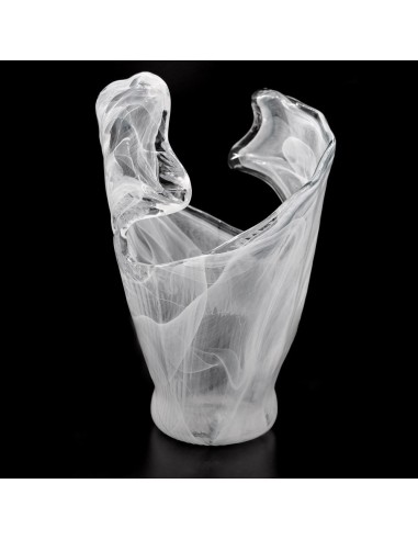 Murano Glas Vase Weiß Welle