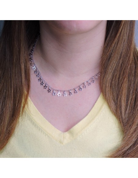 Bracciale Catena Donna in Argento 925 Rodiato con Ciondolo Doppio Cuore