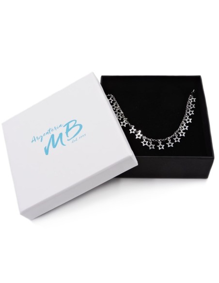 Bracciale Catena Donna in Argento 925 Rodiato con Ciondolo Doppio Cuore