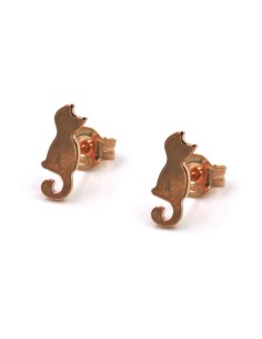 Pink Gold Plated 925 Sterling Silver Cat Earrings 