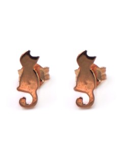 Pink Gold Plated 925 Sterling Silver Cat Earrings  2