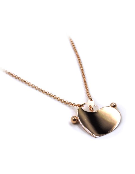 Bracciale Catena Donna in Argento 925 Rodiato con Ciondolo Doppio Cuore
