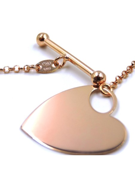 Bracciale Catena Donna in Argento 925 Rodiato con Ciondolo Doppio Cuore
