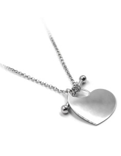 Collana Medaglia Cuore in Argento Chiusura T Bar 