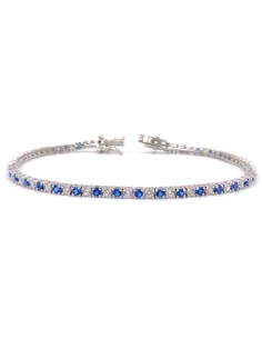 Bracciale Tennis in Argento 925 con Zirconi Blu e Bianchi