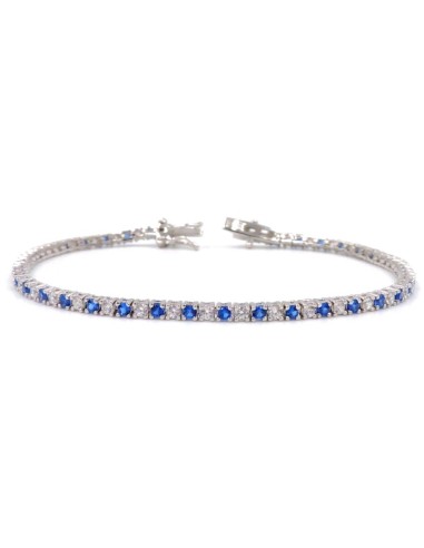 Bracciale Tennis in Argento 925 con Zirconi Blu e Bianchi