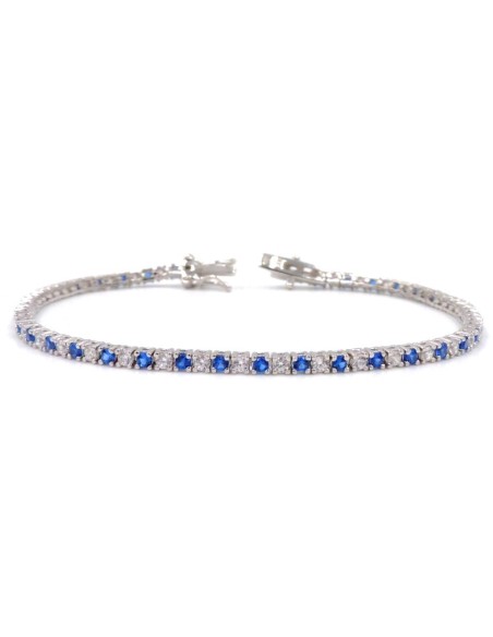 Bracciale Tennis in Argento 925 con Zirconi Blu e Bianchi
