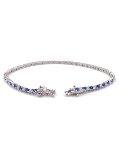 Bracciale Tennis in Argento 925 con Zirconi Blu e Bianchi 2