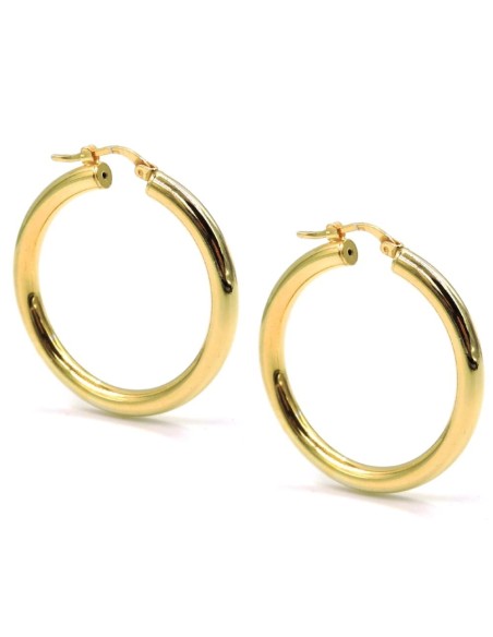  Gold Plated 925 Sterling Silver Thick Hoop Earrings Diameter 1,37''