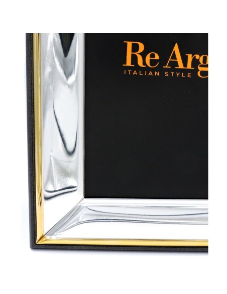 Silver Picture Frame Glossy with Golden Edge cm 18 x 24