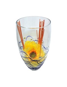 Blown Glass Vase with Blue Decoration and 925 Sterling... 2