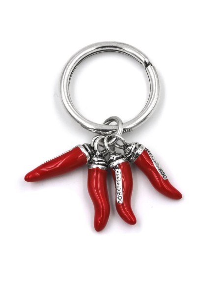 Collana Con Cornetto Portafortuna In Argento Smaltato Bianco - Ciondolo 2 Cm, Catena 50 Cm