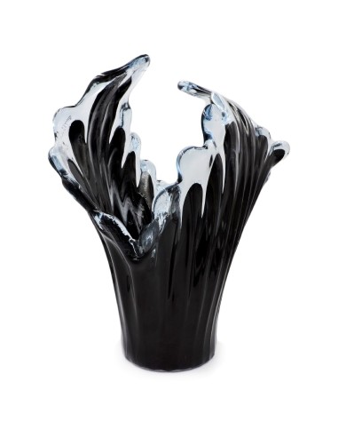 Murano Glas Vase Incontro Schwarz