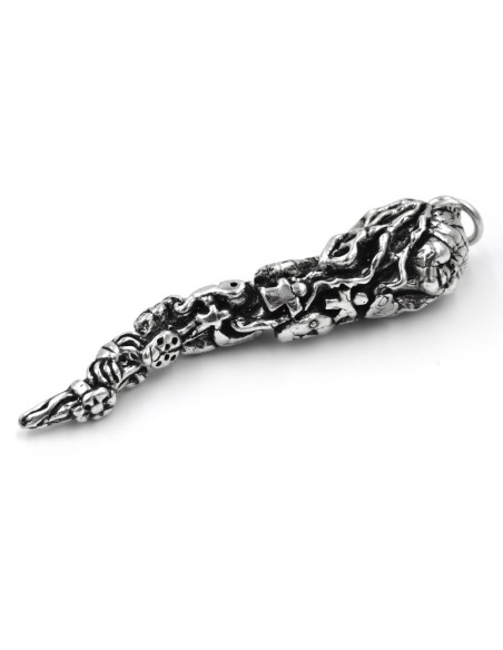 Solid Silver Pendant Lucky Horn with Supersticious Symbols 