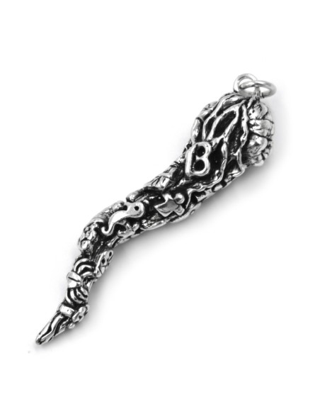 Solid Silver Pendant Lucky Horn with Supersticious Symbols 