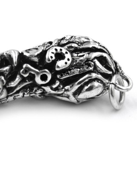 Corno Napoletano in Argento con Simboli Scaramantici 