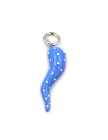 Light Blue and White Polka Dots Sterling Silver...