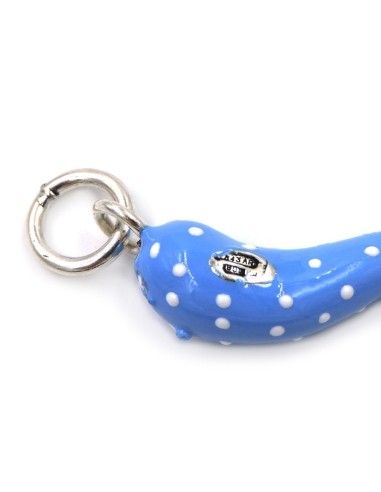 Light Blue and White Polka Dots Sterling Silver...