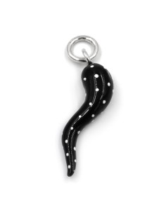 Black and White Polka Dots Sterling Silver Lucky Horn...