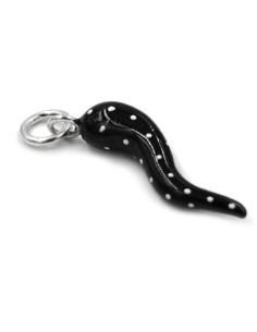 Black and White Polka Dots Sterling Silver Lucky Horn... 2