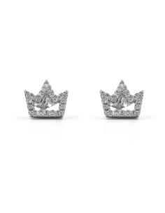 925 Sterling Silver Crown Earrings with White Zircons  2